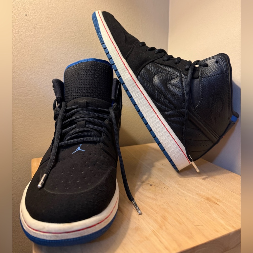 Air Jordan 1 Mid Black Blue Size 13 🔥 Premium Lace Tips